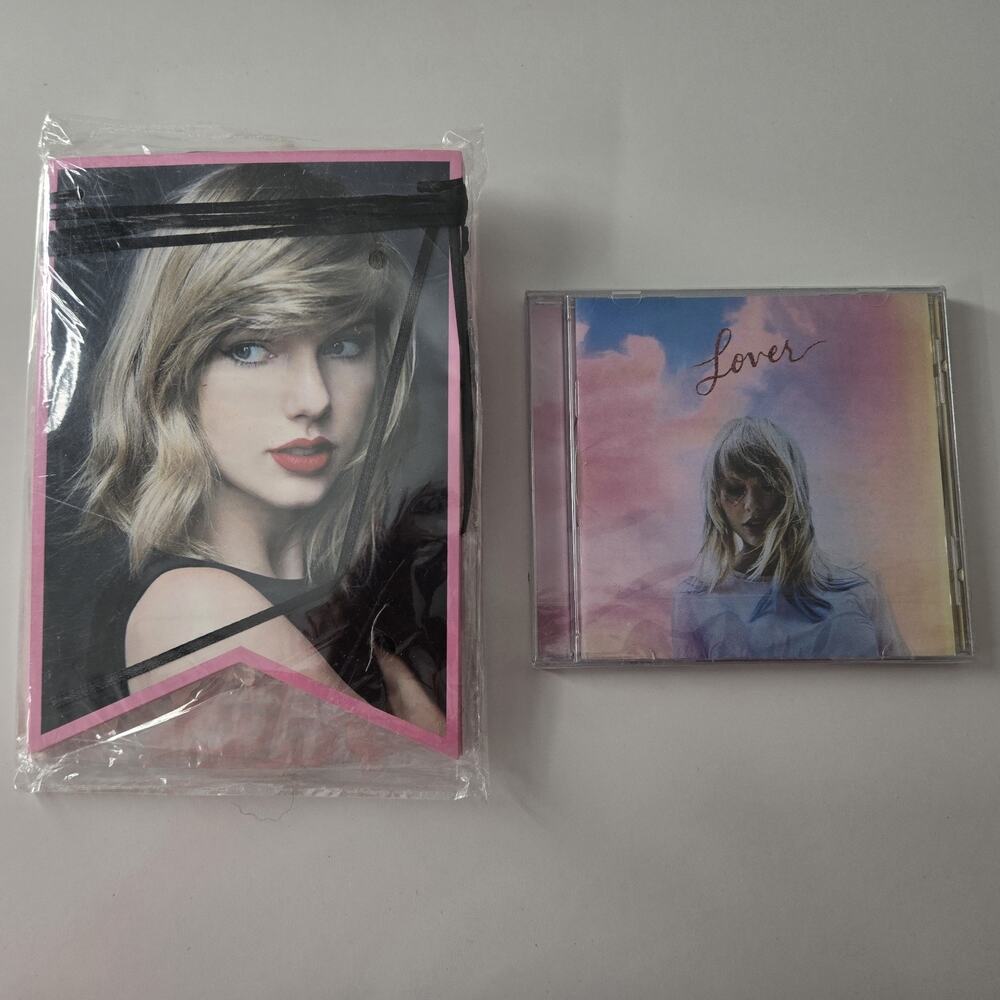 Lover - Swift Taylor CD Sealed and Happy Birthday Banner with Balloons